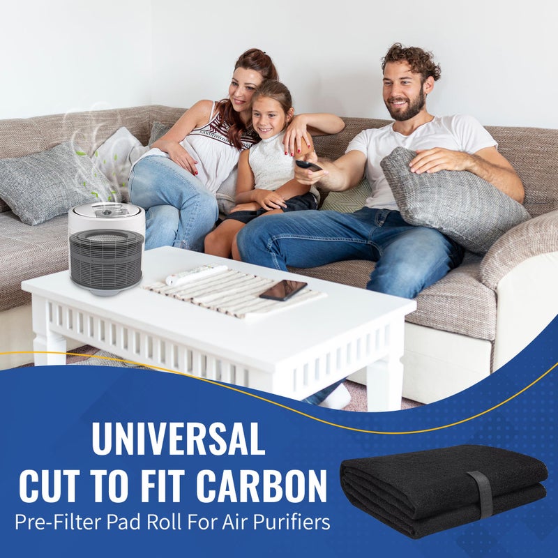 CFS - عبوة من 1، فلتر كربوني مسبق قابل للقص لمرشحات الهواء، مرشحات الفرن، ومرشحات مكيف الهواء - هواء نقي ومفلتر للداخل - ورقة فلتر هواء فحم - 16"x48" - Image 2